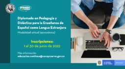 Esta es la imagen promocional del diplomado en pedagogía y didáctica para la enseñanza de español como lengua extranjera, modalidad virtual asincrónica, del ICC.