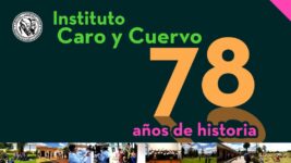 Identidad gráfica de la celebración de los 78 años de historia y funcionamiento del Instituto Caro y Cuervo.