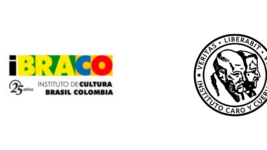 Imagen que agrupa los logos del Instituto de Cultura Brasil Colombia y el Instituto Caro y Cuervo.