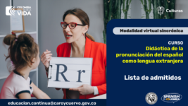 Diseño gráfico que acompaña la lista de admitidos al curso Didáctica de la pronunciación del español como lengua extranjera.